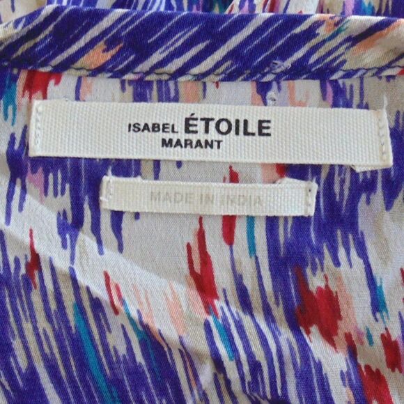 ISABEL MARANT ETOILE Shirt Dress, 38/6, Silk, Ikat print, Long sleeves, Purple - Picture 12 of 14